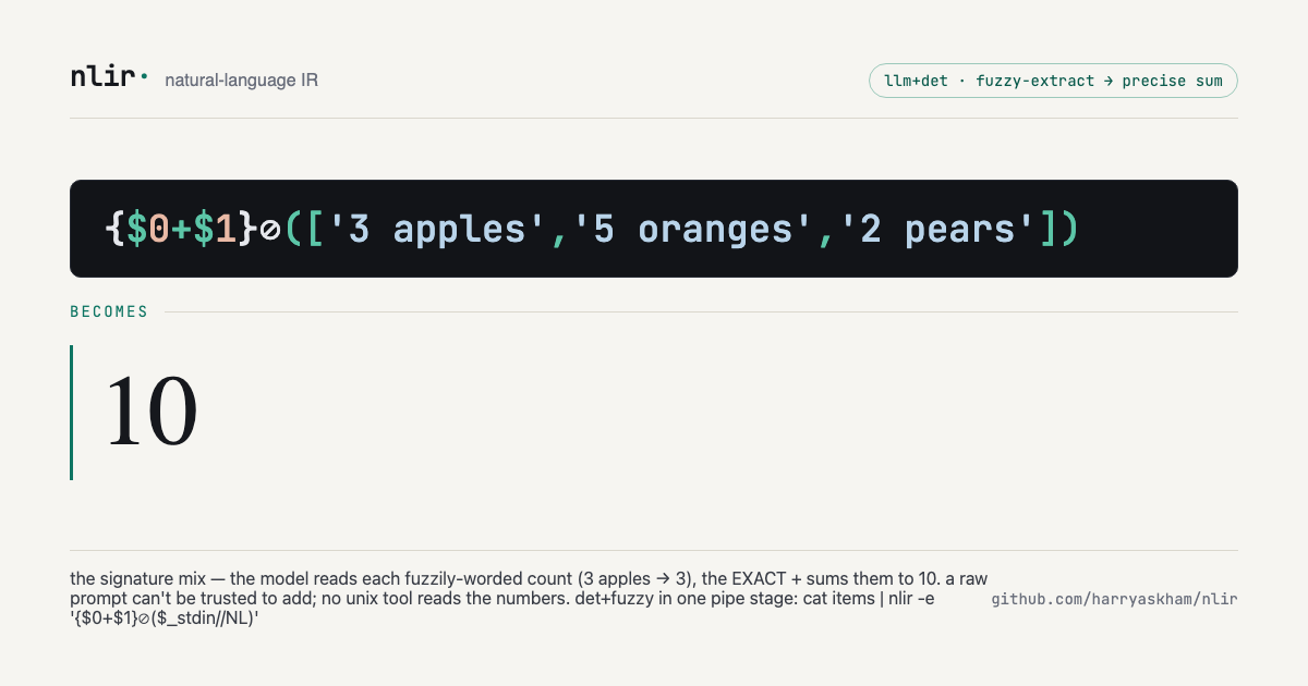 fuzzy-sum — the model reads each fuzzily-worded count, the exact + sums them